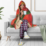 Red Alstroemeria Print Hooded Blanket
