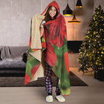 Red Alstroemeria Print Hooded Blanket