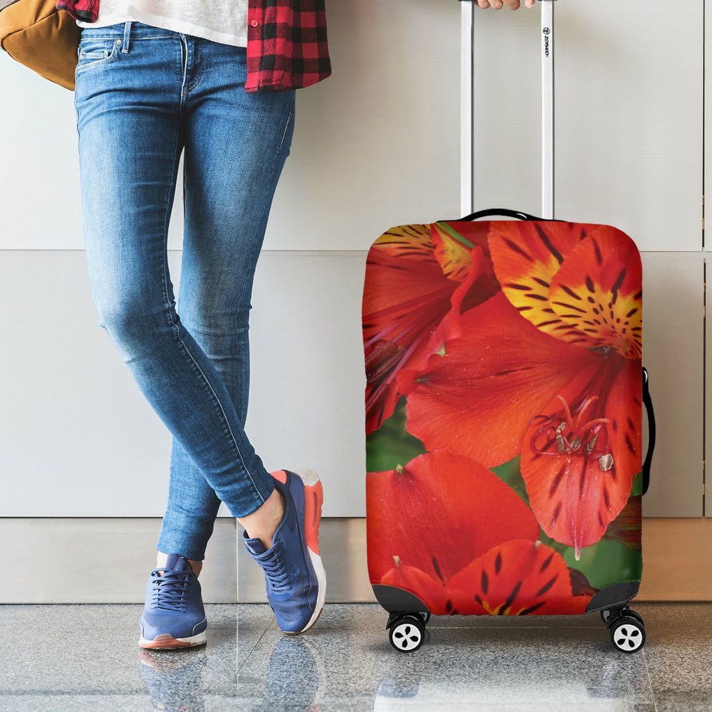 Red Alstroemeria Print Luggage Cover