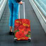 Red Alstroemeria Print Luggage Cover