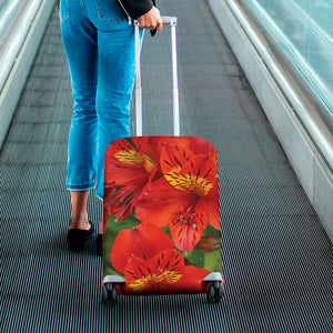 Red Alstroemeria Print Luggage Cover