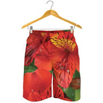 Red Alstroemeria Print Men's Shorts