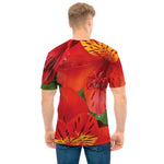 Red Alstroemeria Print Men's T-Shirt