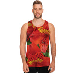 Red Alstroemeria Print Men's Tank Top