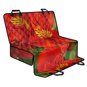 Red Alstroemeria Print Pet Car Back Seat Cover