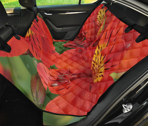 Red Alstroemeria Print Pet Car Back Seat Cover