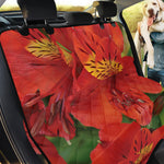 Red Alstroemeria Print Pet Car Back Seat Cover