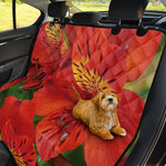 Red Alstroemeria Print Pet Car Back Seat Cover