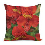 Red Alstroemeria Print Pillow Cover