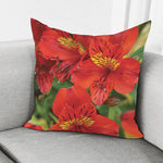 Red Alstroemeria Print Pillow Cover