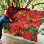 Red Alstroemeria Print Quilt