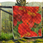 Red Alstroemeria Print Quilt