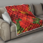 Red Alstroemeria Print Quilt