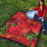 Red Alstroemeria Print Quilt