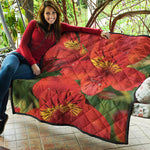 Red Alstroemeria Print Quilt