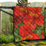 Red Alstroemeria Print Quilt