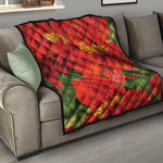 Red Alstroemeria Print Quilt