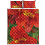 Red Alstroemeria Print Quilt Bed Set