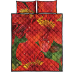 Red Alstroemeria Print Quilt Bed Set