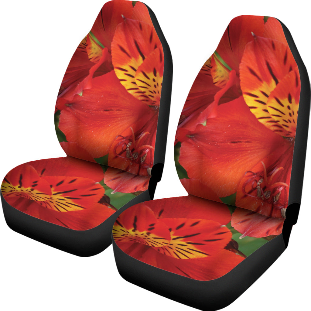 Red Alstroemeria Print Universal Fit Car Seat Covers