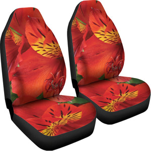 Red Alstroemeria Print Universal Fit Car Seat Covers