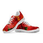 Red Alstroemeria Print White Sneakers