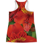 Red Alstroemeria Print Women's Racerback Tank Top