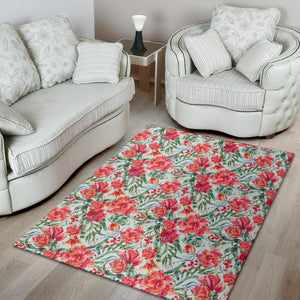 Red Amaryllis Pattern Print Area Rug