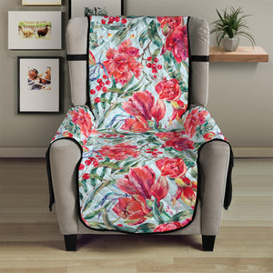 Red Amaryllis Pattern Print Armchair Protector