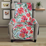 Red Amaryllis Pattern Print Armchair Protector