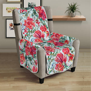 Red Amaryllis Pattern Print Armchair Protector