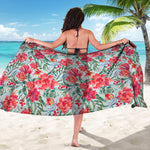 Red Amaryllis Pattern Print Beach Sarong Wrap
