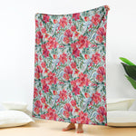 Red Amaryllis Pattern Print Blanket