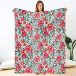 Red Amaryllis Pattern Print Blanket