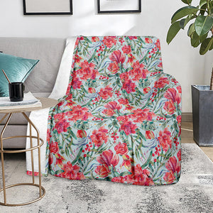 Red Amaryllis Pattern Print Blanket