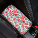 Red Amaryllis Pattern Print Car Center Console Cover