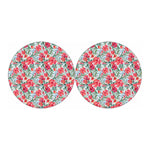 Red Amaryllis Pattern Print Car Coasters