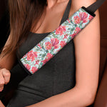 Red Amaryllis Pattern Print Car Seat Belt Covers