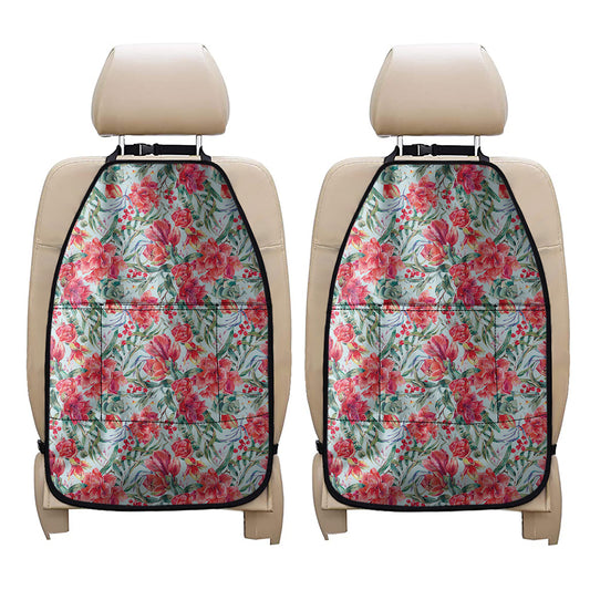 Red Amaryllis Pattern Print Car Seat Organizers