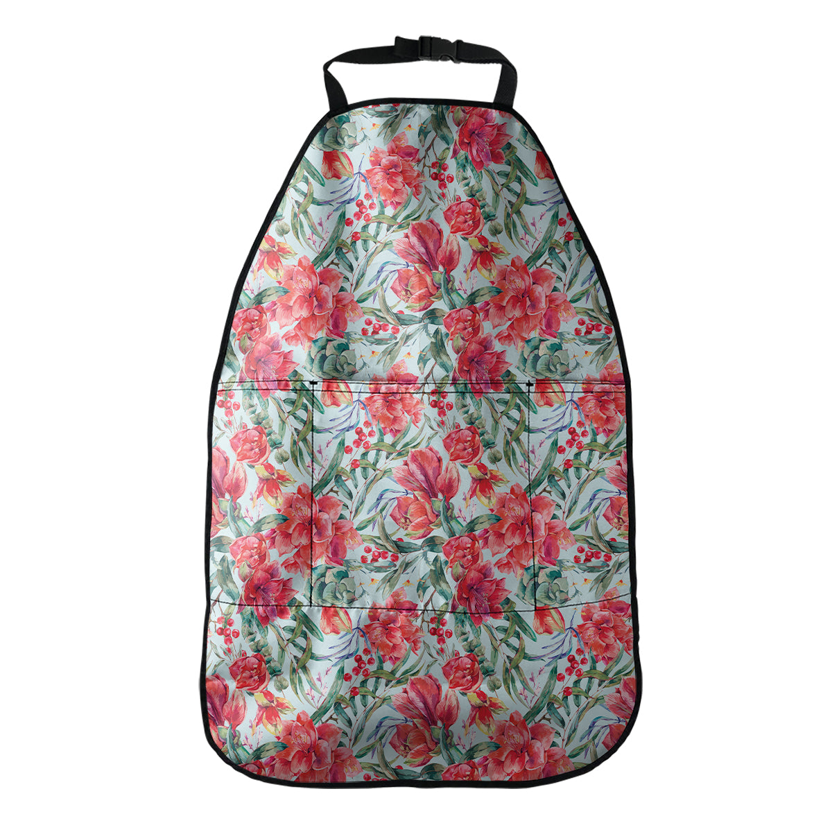 Red Amaryllis Pattern Print Car Seat Organizers