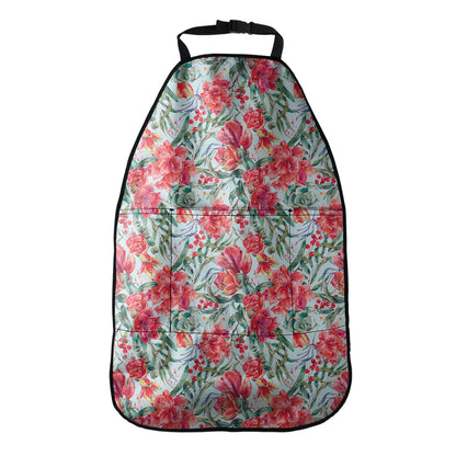 Red Amaryllis Pattern Print Car Seat Organizers