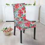 Red Amaryllis Pattern Print Dining Chair Slipcover