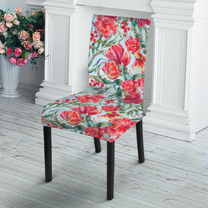 Red Amaryllis Pattern Print Dining Chair Slipcover