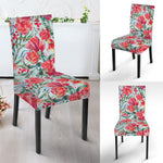 Red Amaryllis Pattern Print Dining Chair Slipcover