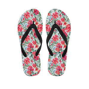 Red Amaryllis Pattern Print Flip Flops