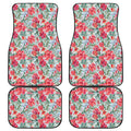Red Amaryllis Pattern Print Front and Back Car Floor Mats