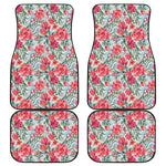 Red Amaryllis Pattern Print Front and Back Car Floor Mats