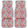 Red Amaryllis Pattern Print Front and Back Car Floor Mats