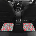 Red Amaryllis Pattern Print Front and Back Car Floor Mats