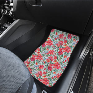 Red Amaryllis Pattern Print Front and Back Car Floor Mats